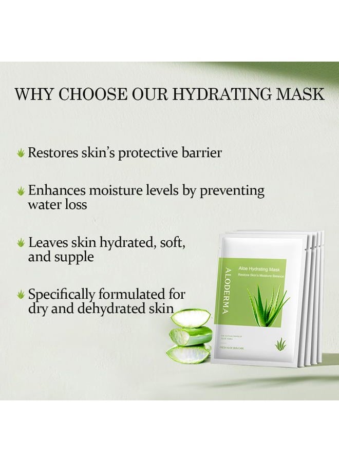 Aloderma Organic Aloe Vera Face Masks - Deep Hydration, Nourishing, Unisex, Skin Treatment, 5 pcs - Image 2